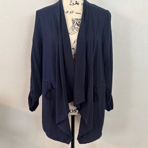 Prosecco - Navy Open Front Cardigan Size Large